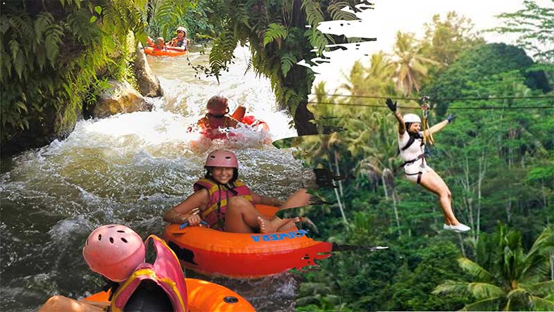 Cave Lazy Tubing Bali and Zinpline in Rice Terrace